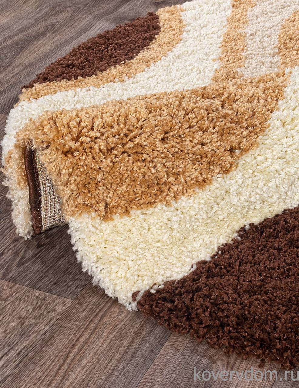 Ковер SHAGGY ULTRA s607 BEIGE-BROWN Круг