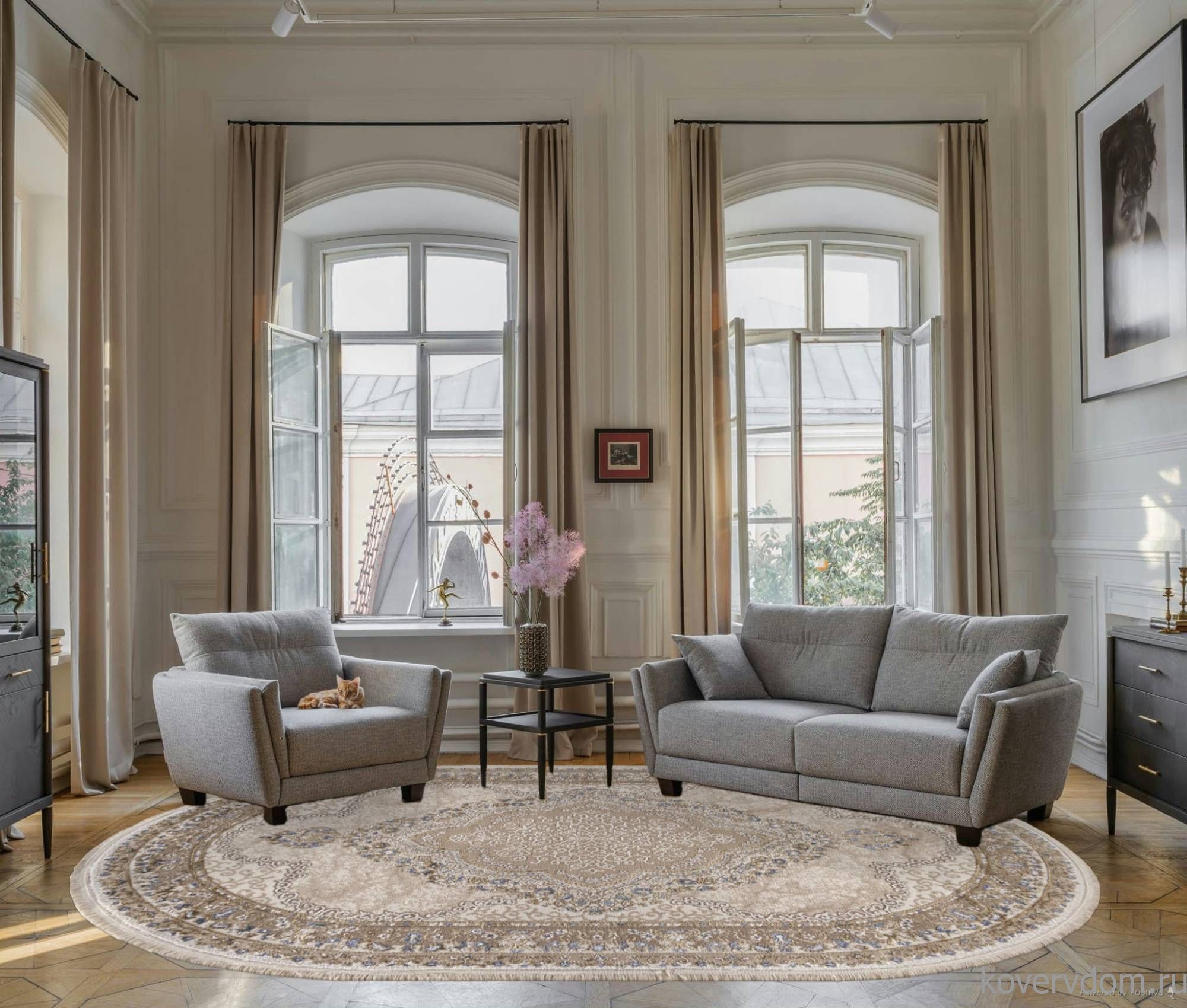 Ковер MOSSO 27226A BEIGE / BLUE Овал Ковер MOSSO 27226A BEIGE / BLUE Овал
